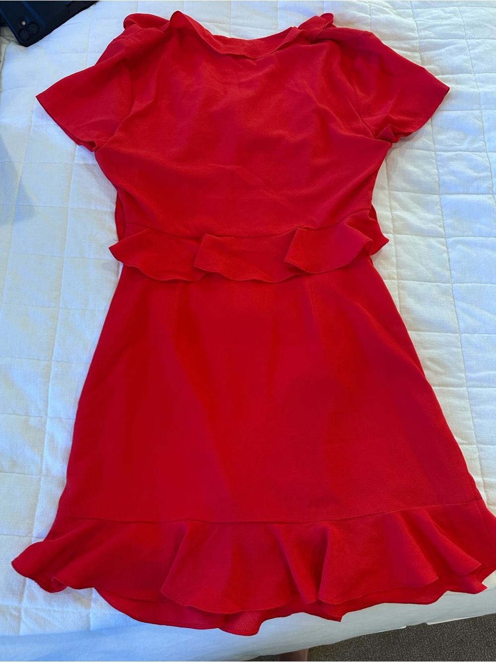Red Ruffle Tie-Front Mini Dress - Picture 3 of 4